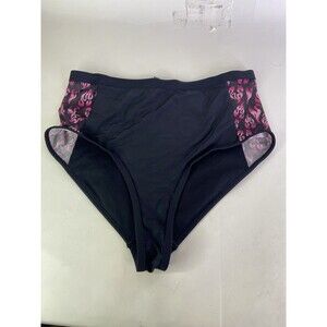 My Melody and Kuromi Flame Black High Waisted Swim Bottoms Womens Juniors Large